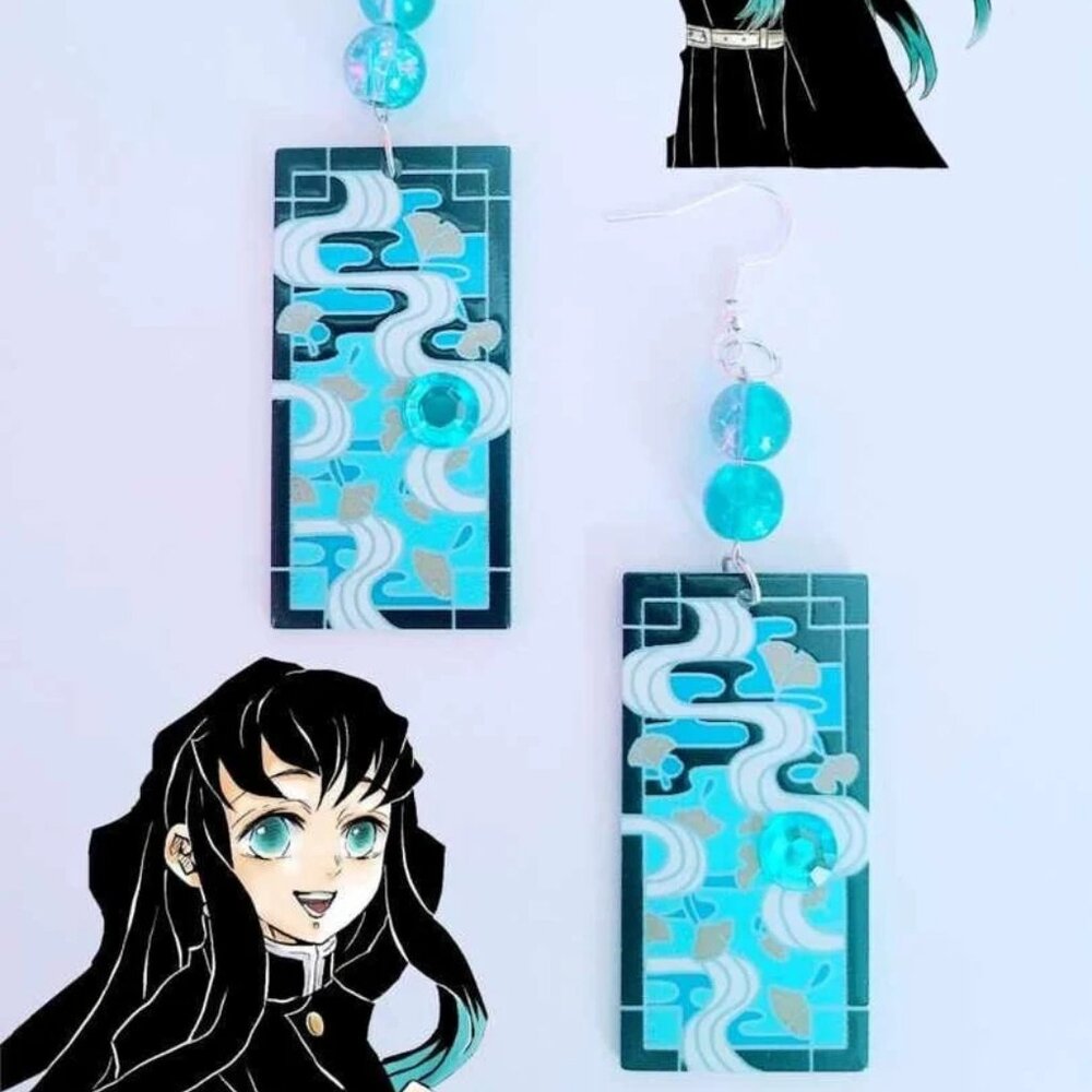 Muichiro Tokito Earrings Hashira Cosplay Hanafuda Earrings